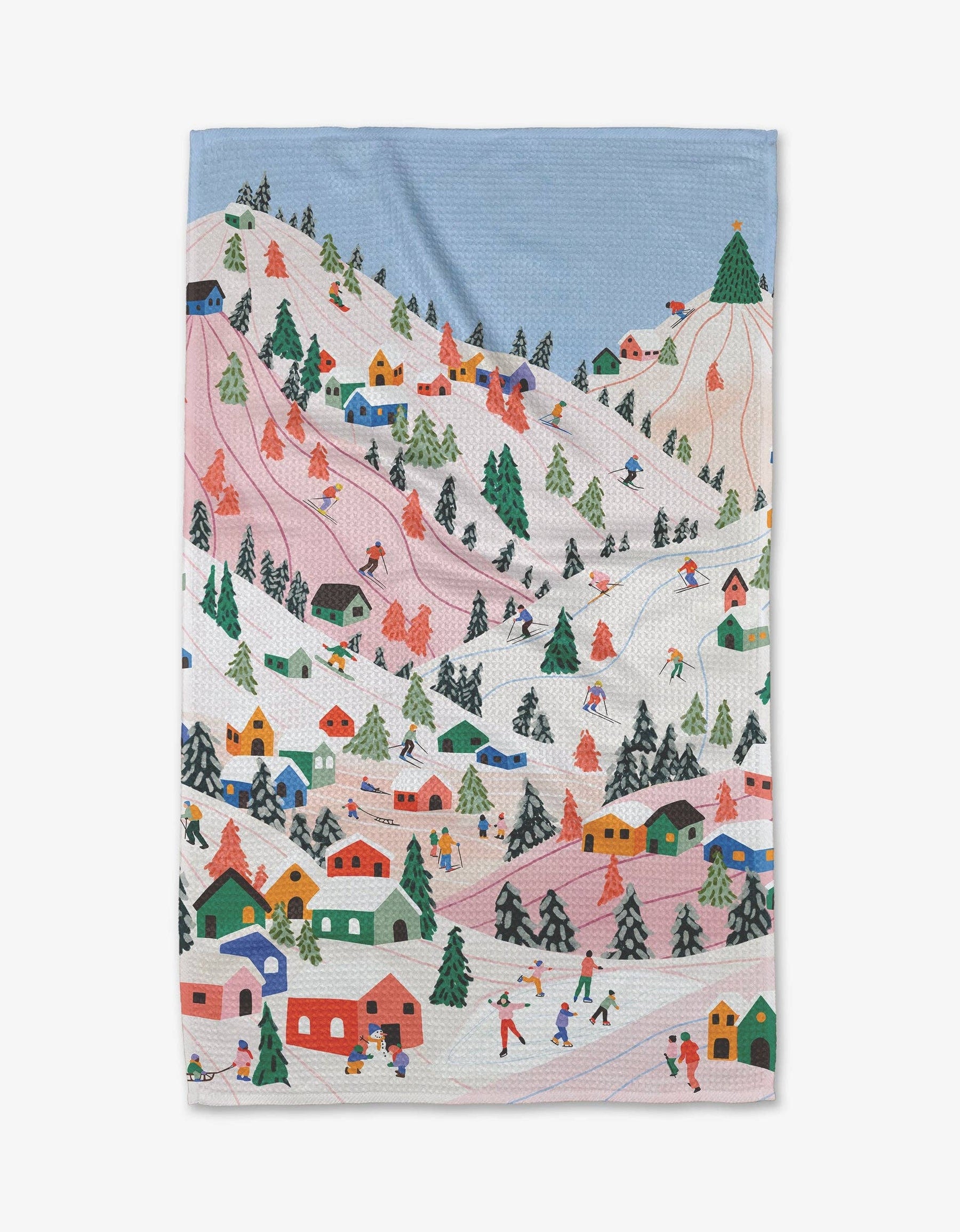 Winter Mountain Geometry Tea Towel