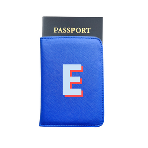 Personalized Vegan Passport Holder | Blue | Single Monogram