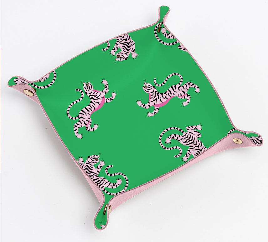 Snap Trinket Tray | Green & Pink Tiger