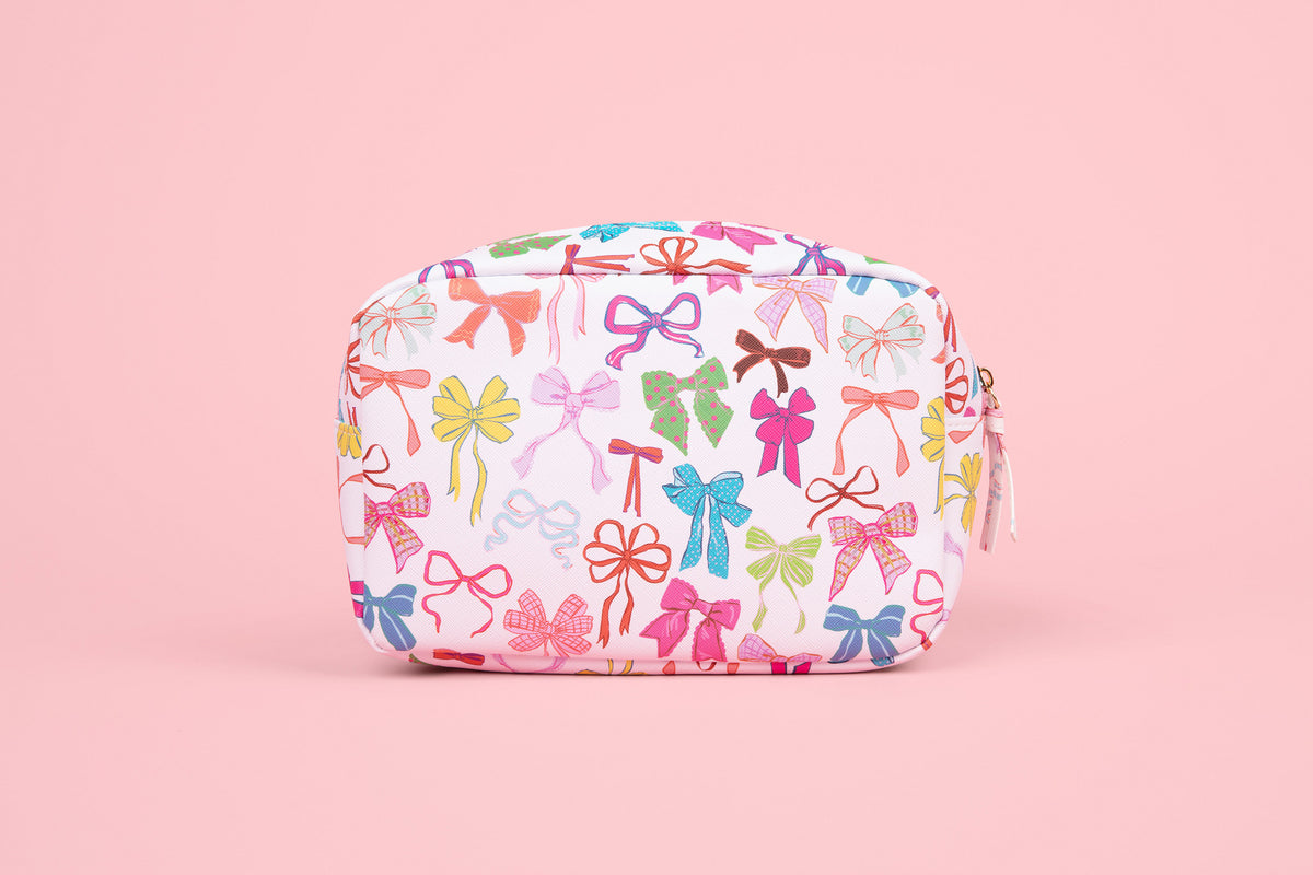 Bow Colorful Coquette | Leatherette Cosmetic Bag