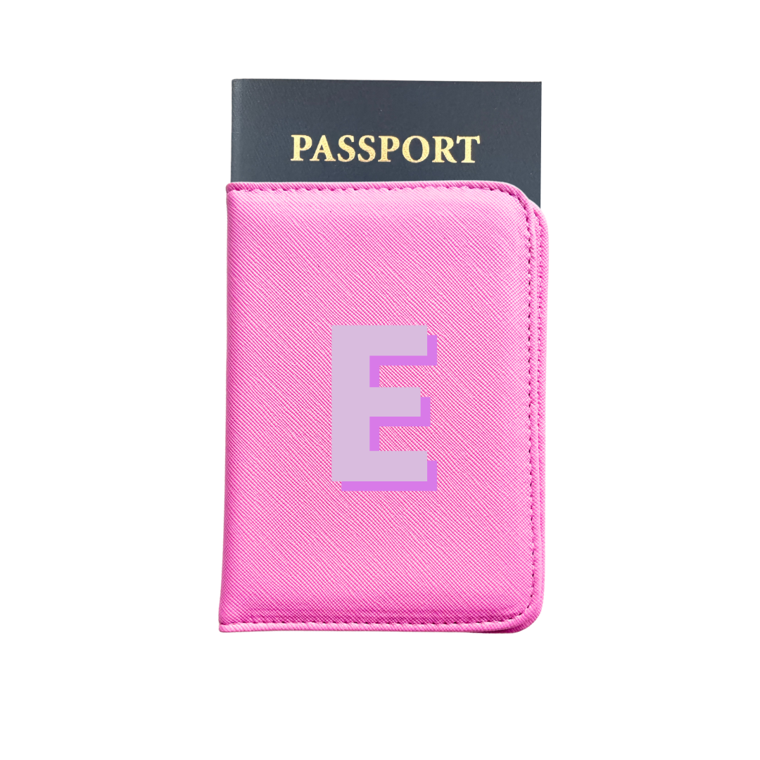 Personalized Vegan Passport Holder | Pink | Single Monogram