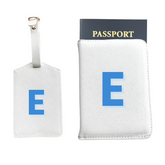 Personalized Vegan Leather Passport & Luggage Tag Set | White Single Monogram