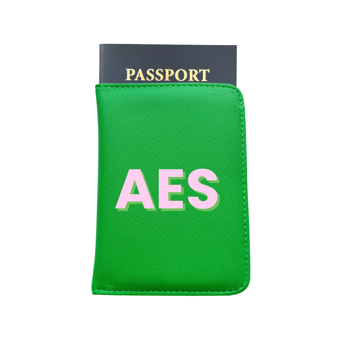 Personalized Vegan Passport Holder | Green | 3-Initial Monogram