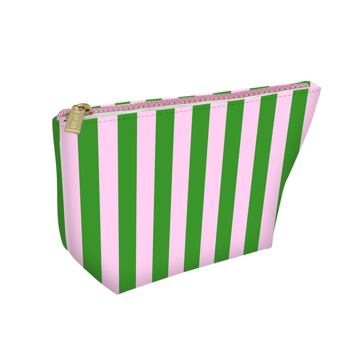 Pink & Green Stripe | Leatherette Pouch