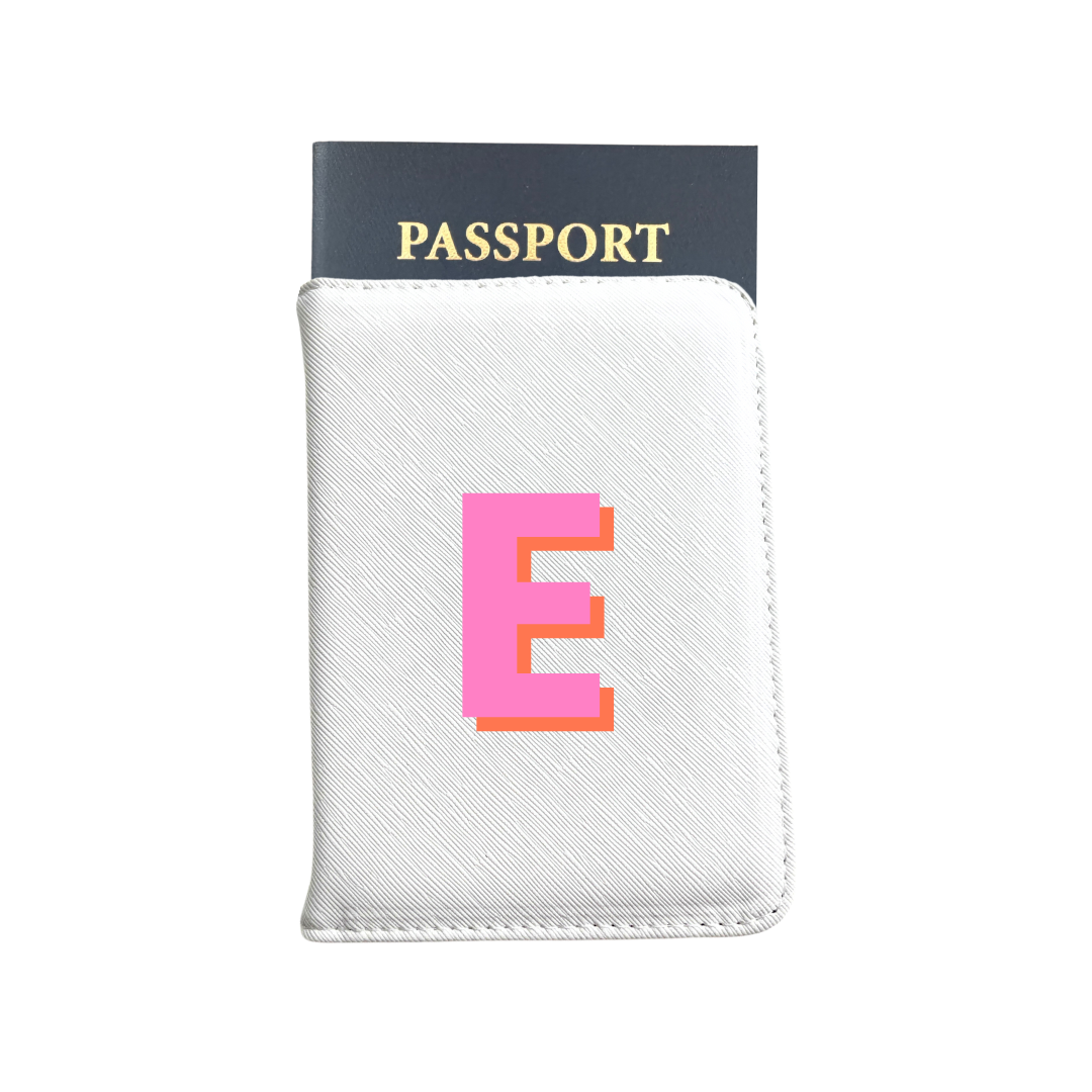 Personalized Vegan Passport Holder | White | Single Monogram