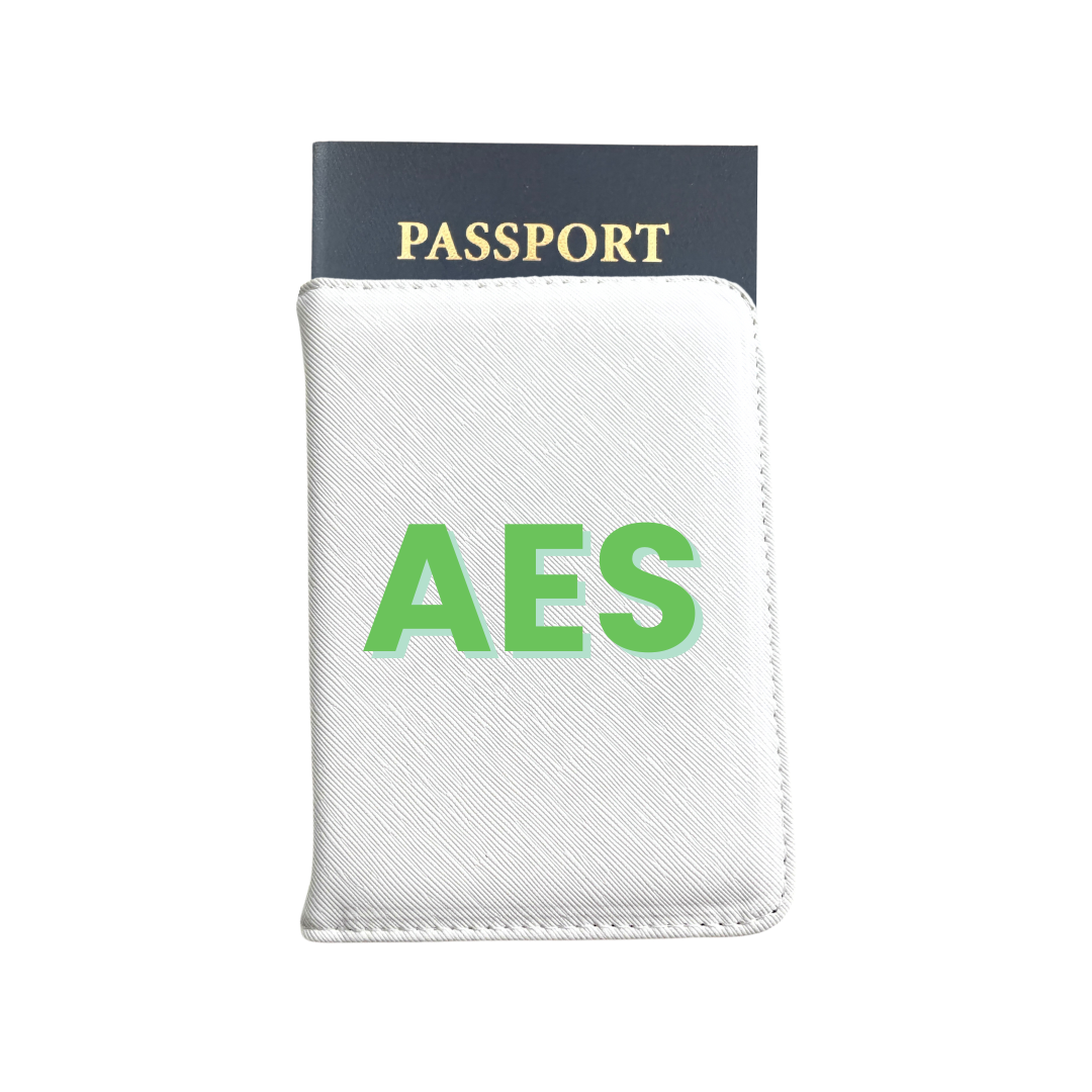 Personalized Vegan Passport Holder | White | 3-Initial Monogram